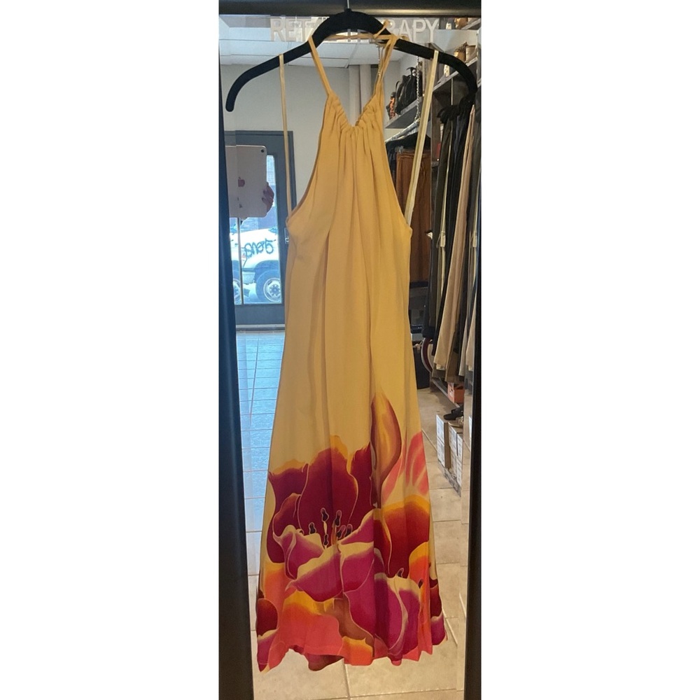 Silk Floral Halter Midi Dress